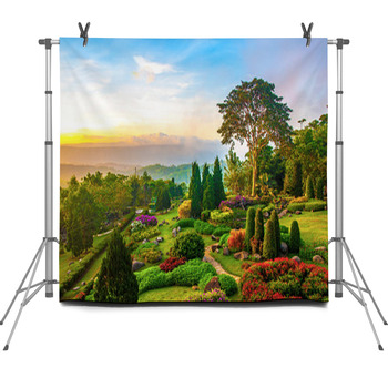 Beautiful Garden Of Colorful Flowers On  Fleece Backdrop