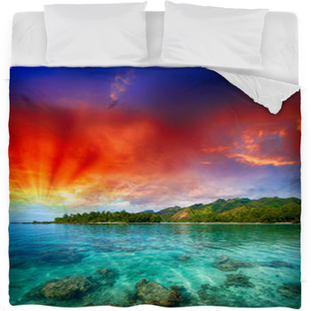 Beautiful Island View From The Ocean Fleece Bed Blanket