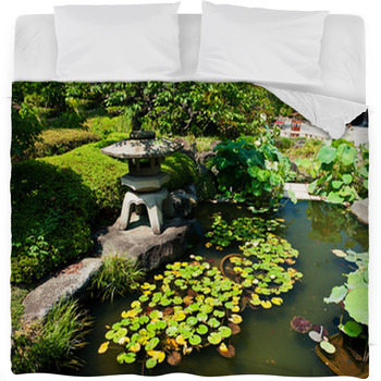 Beautiful Japanese Garden Fleece Bed Blanket