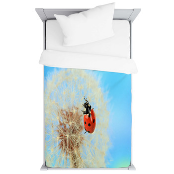 Beautiful Ladybird  On Dandelion, Close Up Toddler Duvet