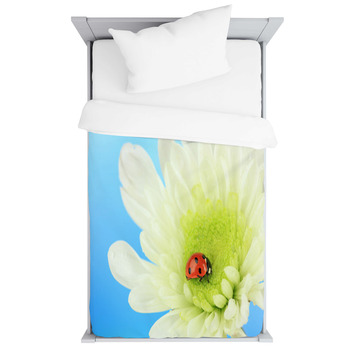Beautiful Ladybird  On Flower, Close Up Toddler Duvet