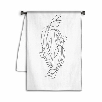 Beautiful One Line Doted Art Fishes Towel
