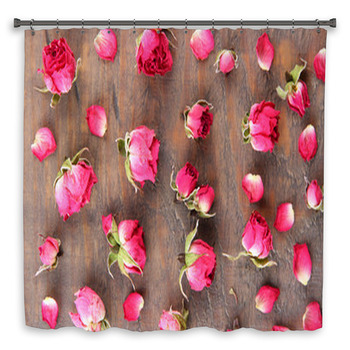 Beautiful Pink Dried Roses On  Custom Size Shower Curtain