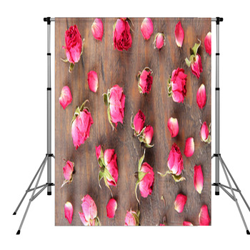 Beautiful Pink Dried Roses On Old Pole Pocket Backdrop