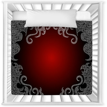 Beautiful Red Ornamental Vector Baby Crib Comforter