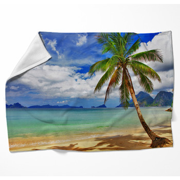 Beautiful Relaxing Tropical Scenery Woven Throw Blanket