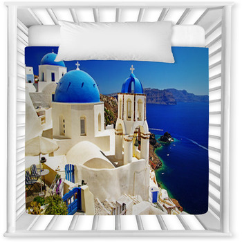 Beautiful Santorini View Of Caldera  Baby Crib Comforter