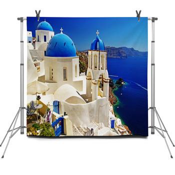 Beautiful Santorini View Of Caldera Fleece Backdrop