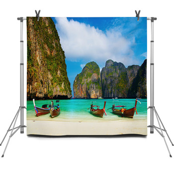 Beautiful Tropical Beach Maya Bay  Fleece Backdrop
