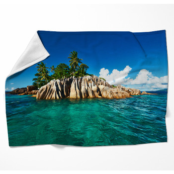 Beautiful Tropical Island Woven Throw Blanket