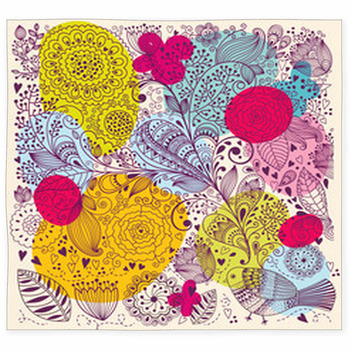 Beautiful Vector Floral Colorful Custom Size Floor Mat