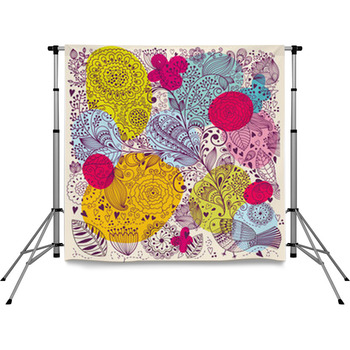 Beautiful Vector Floral Colorful Pole Pocket Backdrop