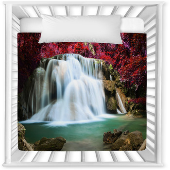 Beautiful Waterfall In Deep Forest Baby Crib Comforter
