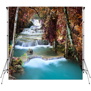 Beautiful Waterfall In Deep Forest Custom Size Backdrop