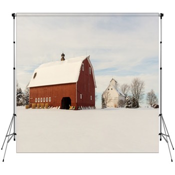 Beautiful Winter Farm Scene With A  Custom Size Backdrop