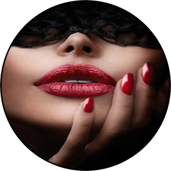 Beautiful Woman With Black Lace Mask Over Her  Round Rug
