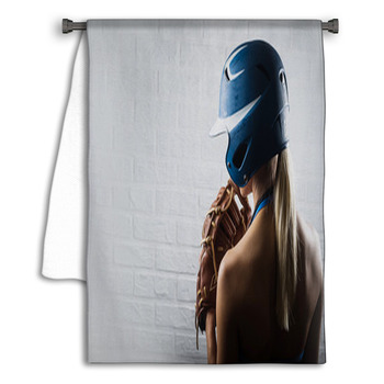 Beautiful Young Female Softball Or Baseball Player  Towel