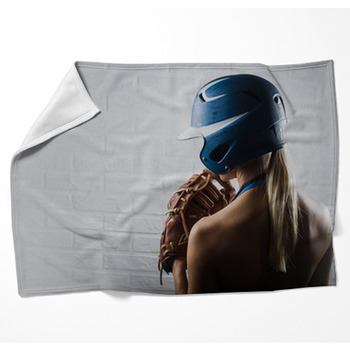 Beautiful Young Female Softball Or Woven Throw Blanket