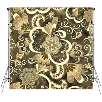 Beige Paisley With Flowers Fleece Backdrop