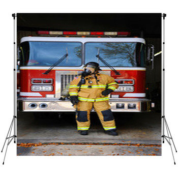 Beside Firetruck Fleece Backdrop