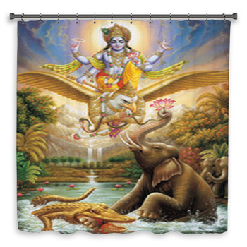 BHAGWAN VISHNU SAVING ELEPHENT FROM THE Shower Curtain