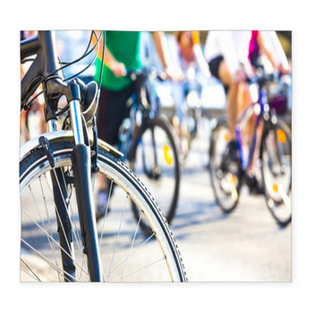 Bicycle Wheel Detail With Blurry Custom Size Floor Mat