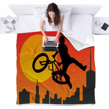 Bicyclist Fleece Bed Blanket