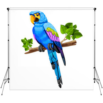 Big Blue Parrot On A Branch Fleece Backdrop