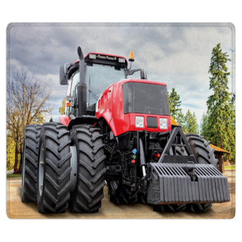 Big Red Tractor On Farm Bath Mat