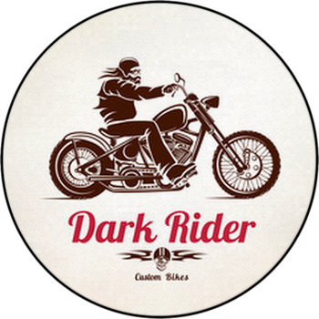 Biker Motorcycle Grunge Vector Silhouette Round Rug