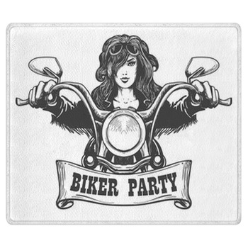 Biker Party Handdrawn Illustration Area Rug