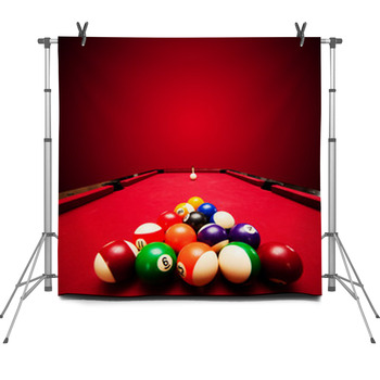 Billards Pool Game. Color Balls In Fleece Backdrop