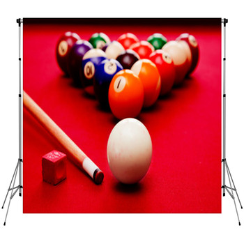 Billards Pool Game. Cue Ball, Cue Color  Fleece Backdrop