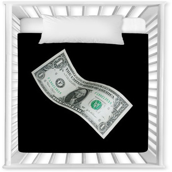 Billete De Un Dólar En Fondo Negro. Baby Crib Comforter