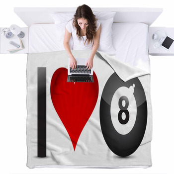 Billiards Concept 'I Love Pool' For Fleece Bed Blanket