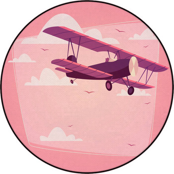 Biplane Romantic Background Round Rug