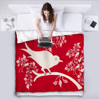 Bird Abstract Pattern Fleece Blanket