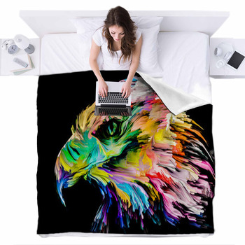 Bird Of Color Paint Fleece Bed Blanket