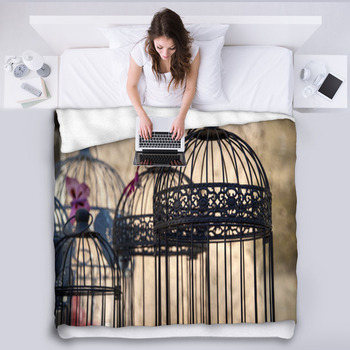 Birds Cages - Nostalgia Fleece Blanket