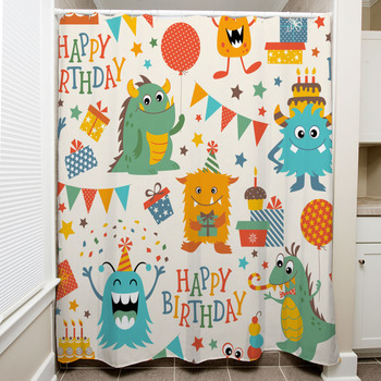 Birthday Monsters Pattern Shower Curtain