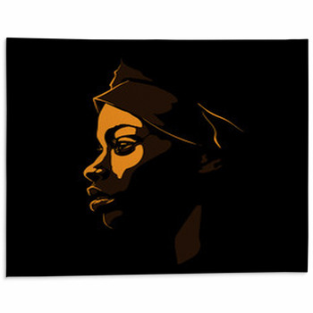 Round Floor Mat Living Room Area Rugs Afro African American Black Woman Pattern