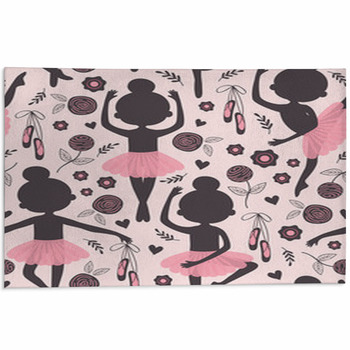 Black And Pink Seamless Pattern With Silhouette  Area Rug