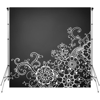 Black And White Floral Backdrops