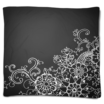 Black And White Floral Blankets