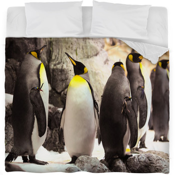 Black And White Penguin Fleece Bed Blanket
