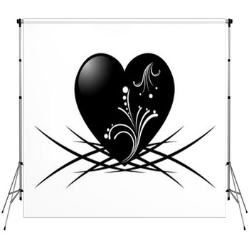 Black And White Tattoo Of A Heart With Fleece Backdrop