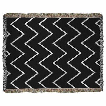  Chevron Blanket, White Zig Zag, Black Chevron Decor