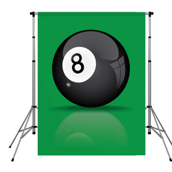 Black Billiard Ball With Pole Pocket Backdrop