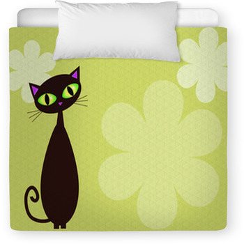 Black Cat On Lime Background Toddler Comforter