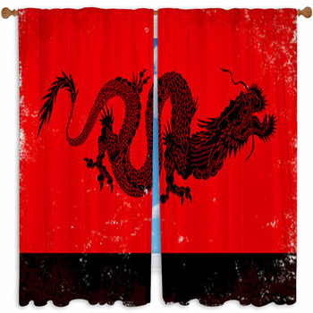 Black Dragon Custom Size Window Curtain